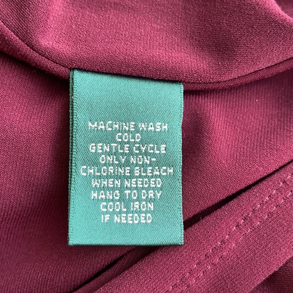 Lauren Ralph Lauren size 8 burgundy long sleeves rouching wrap dress EUC - Picture 12 of 12